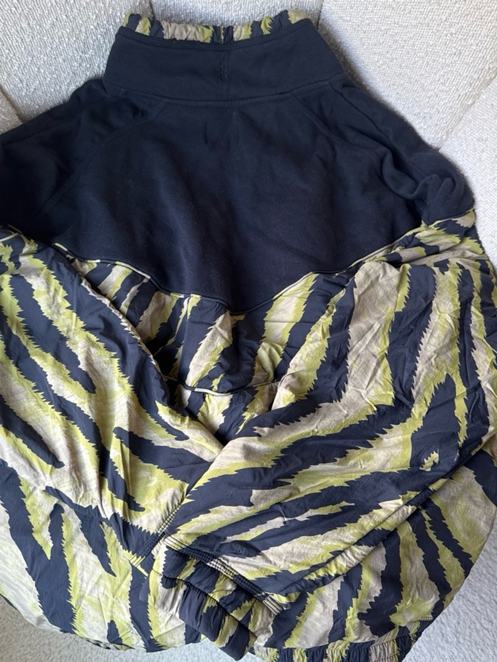 FP Movement by Free People Black and Olive Green Zebra Print Half-Zip Hoodie - Picture 4 of 4